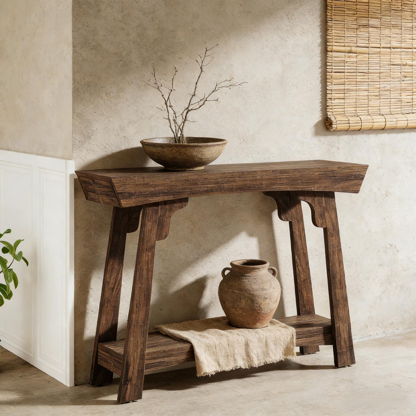 Rustic Brown 2-Tier Console Table - Entryway Storage