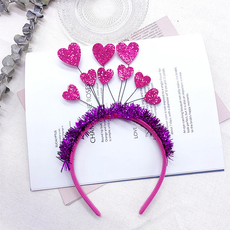 Valentine's Day Red Peach Heart Hair Headband - Handmade, Free Size