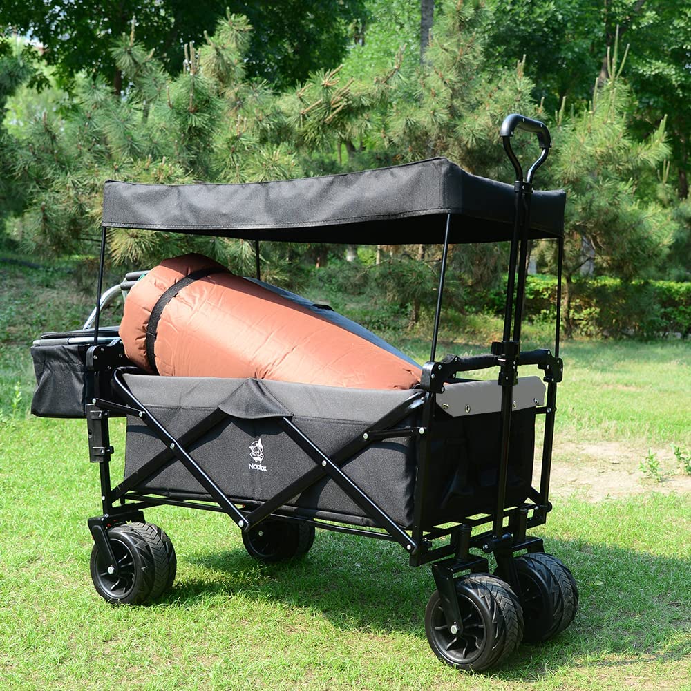 Collapsible Wagon with Canopy - 140L All-Terrain Folding Cart
