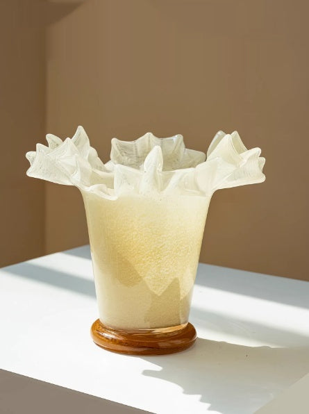 Large Mouth Origami Glass Vase - Modern Art Decorative Flower Jar