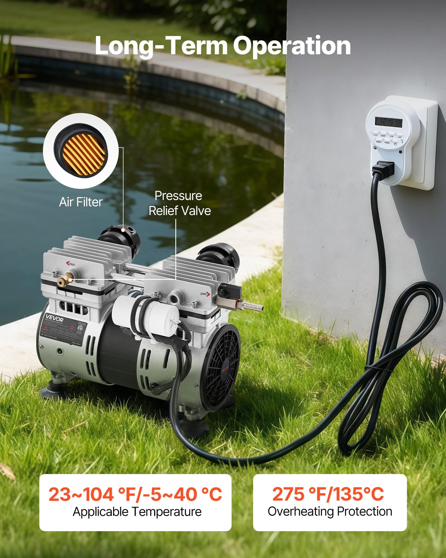 Pond Aerator 6.7CFM 1HP Water Oxygen Pump for Ponds Up to 3 Acres