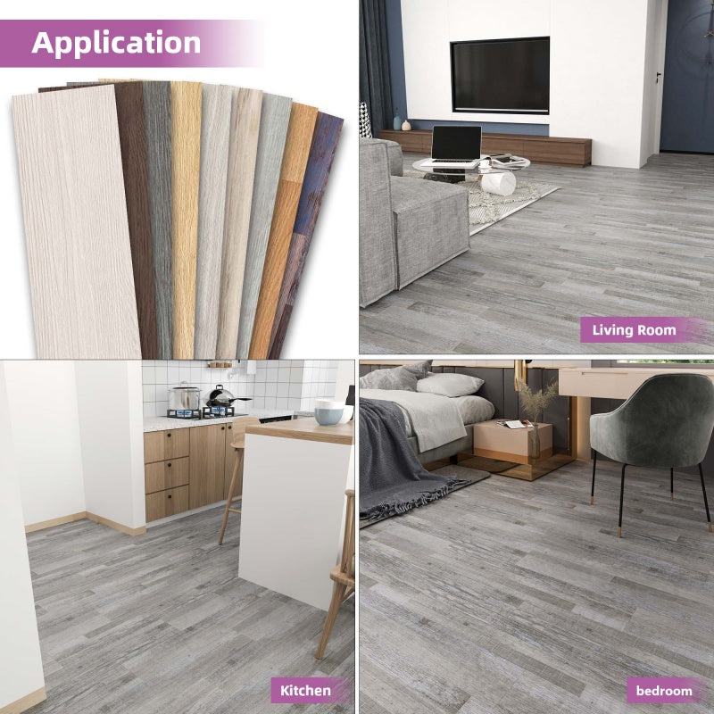 Waterproof Vinyl Peel and Stick Flooring Tiles - Light Gray - 36 PCS