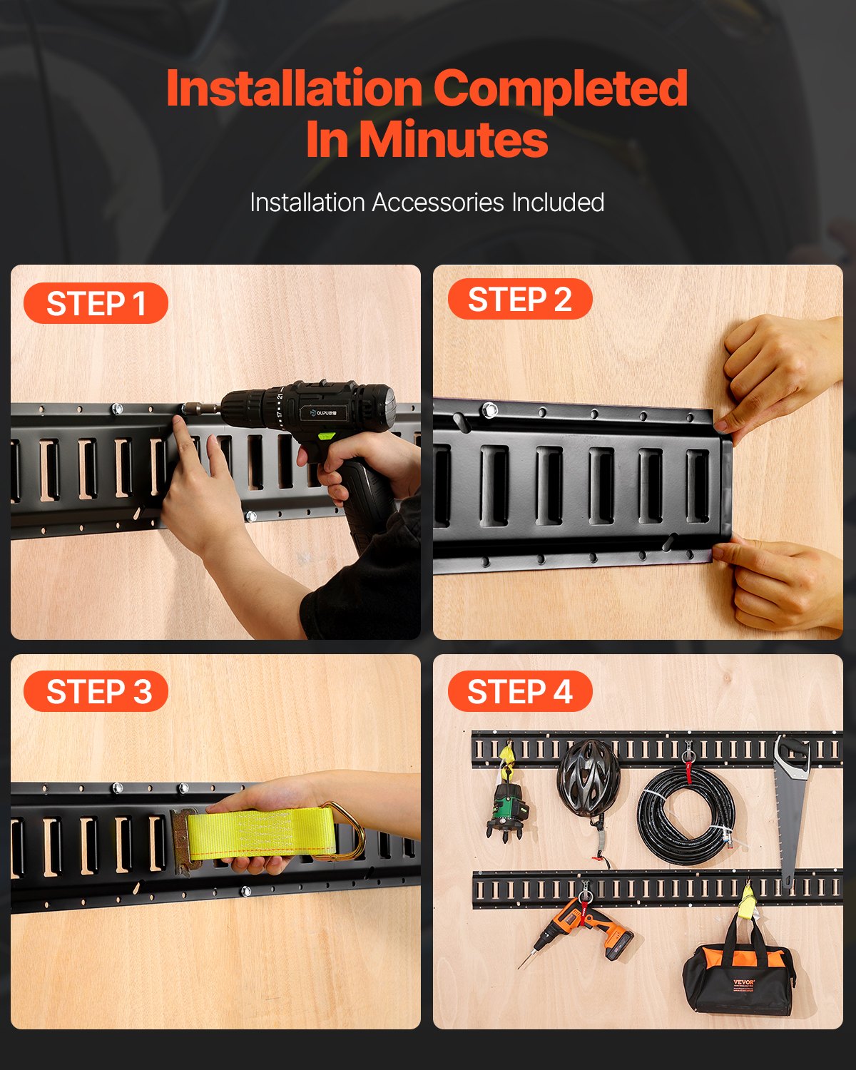 Heavy-Duty E Track Tie-Down Rail Kit - 30PCS Cargo Securing System
