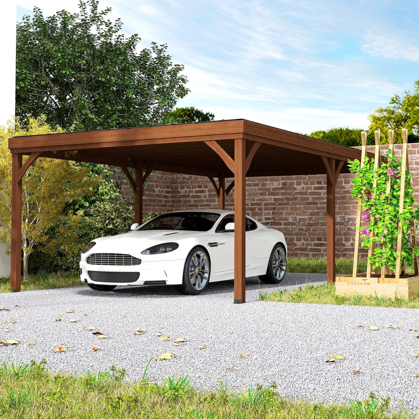 Outdoor Wooden Pergola - 12x20 ft Brown Garden Gazebo