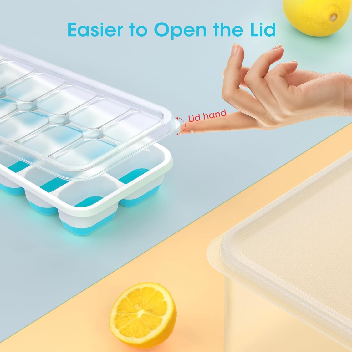 Ice Cube Tray With Lid And Bin - 4 Pack Silicone Trays For Freezer,