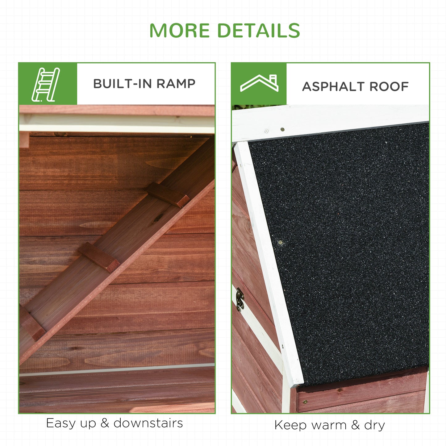 Wooden Chicken Coop with Nesting Box & Ramp - Outdoor Poultry Cage, Double Runs