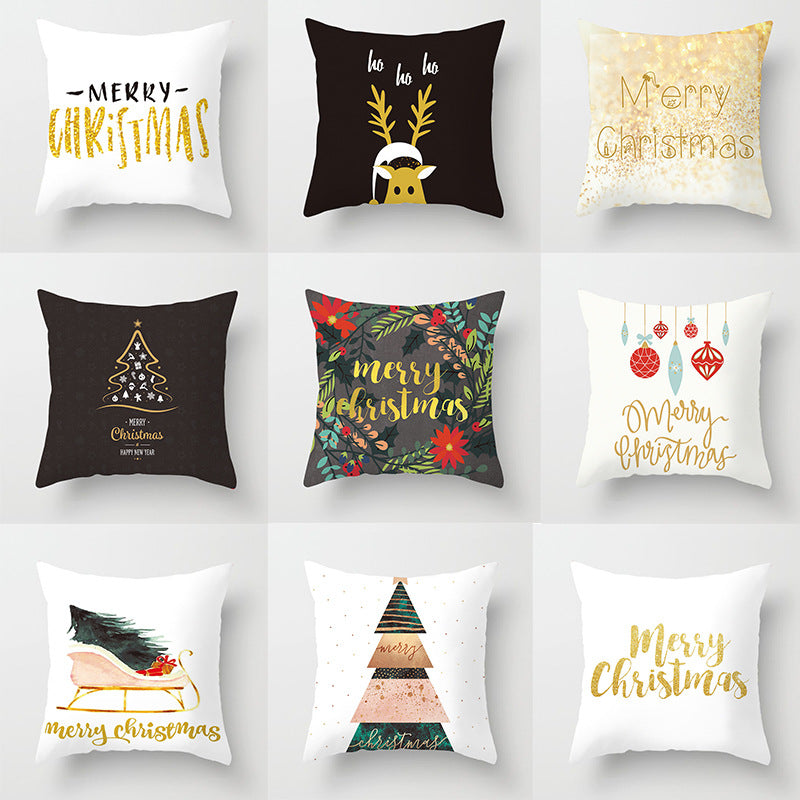 Christmas Peach Skin Pillowcase 45x45cm Car Home Decor Cushion Cover