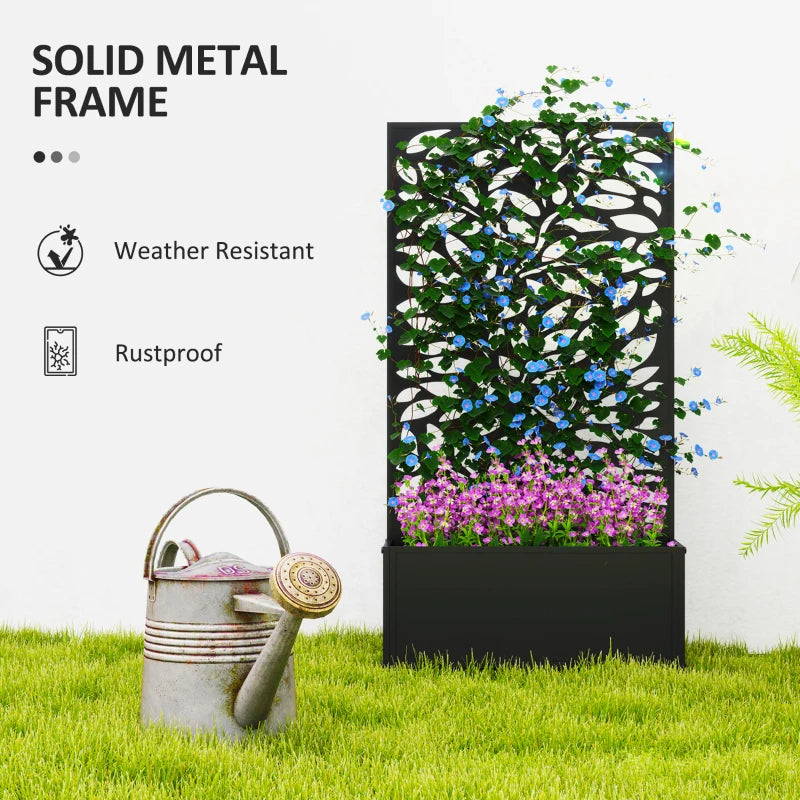 Metal Garden Bed with Trellis - Freestanding or Wall-Mounted Flower Bed for Climbing Plants