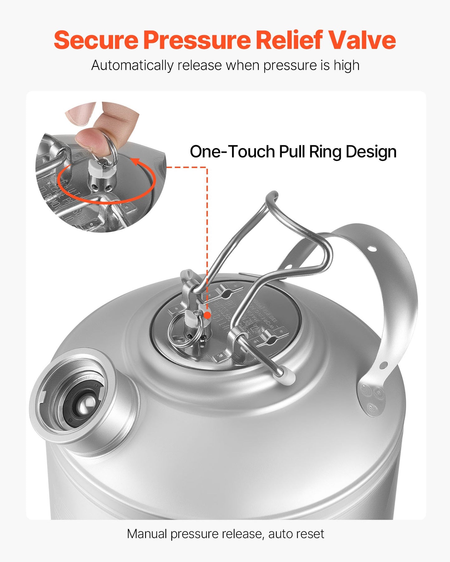 Beer Line Cleaning Kit 1.75 Gallon Stainless Steel Keg Cleaner with D Coupler