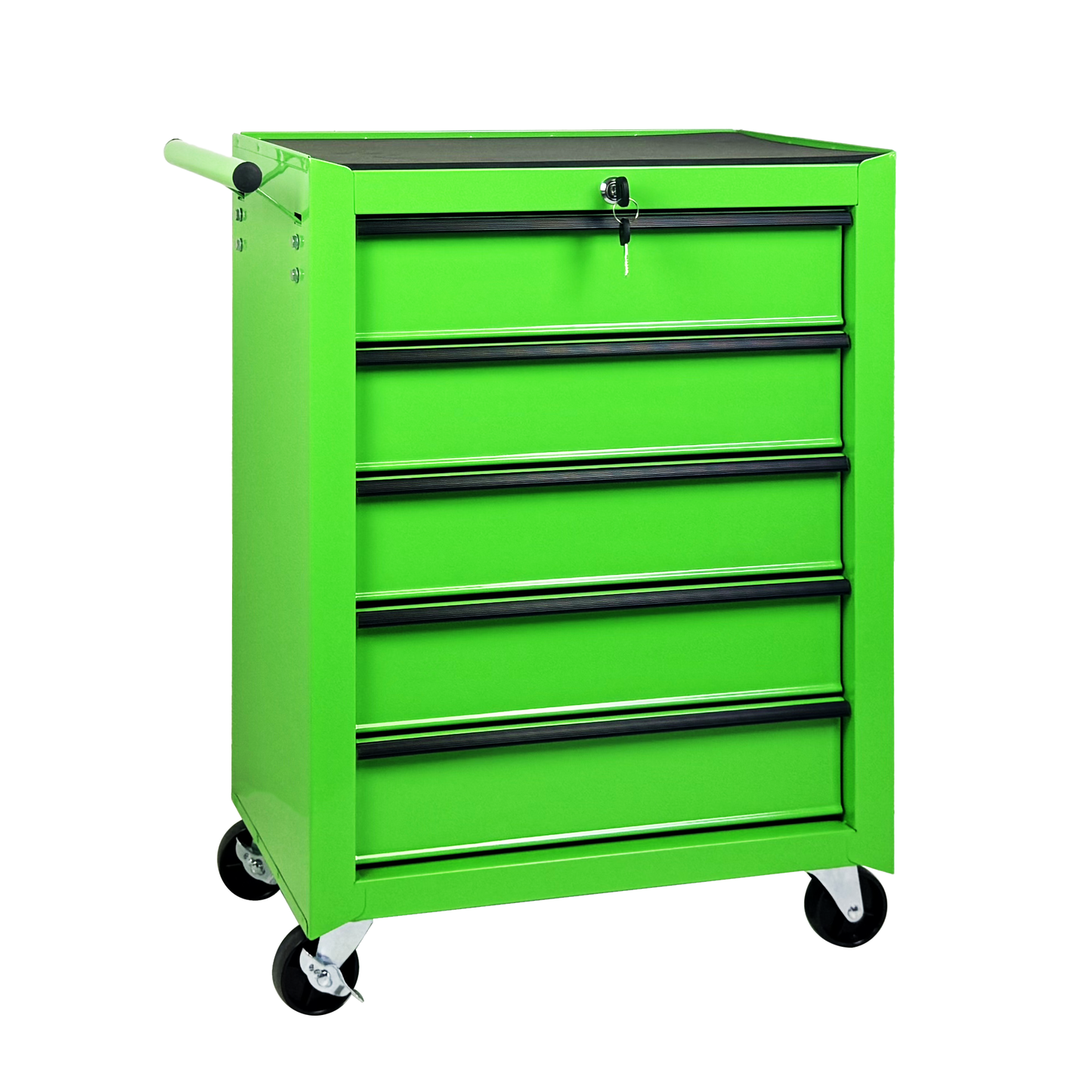 Rolling 5-Drawer Tool Chest - 20-Inch Steel Storage Organizer - Green