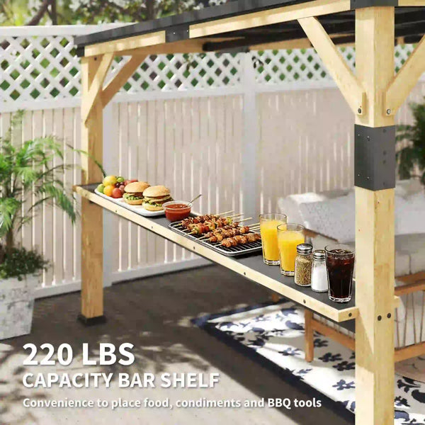 Extra-Large Wooden Gazebo with UV-Resistant Roof