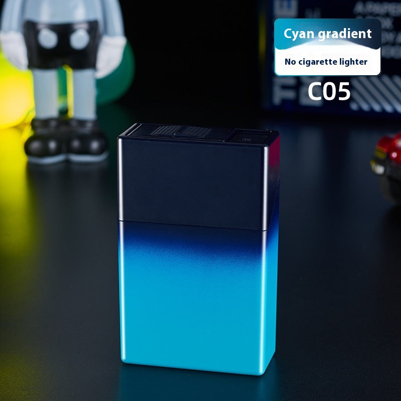 Portable Cigarette Case with Lighter - Gradient Color Windproof Storage Organizer