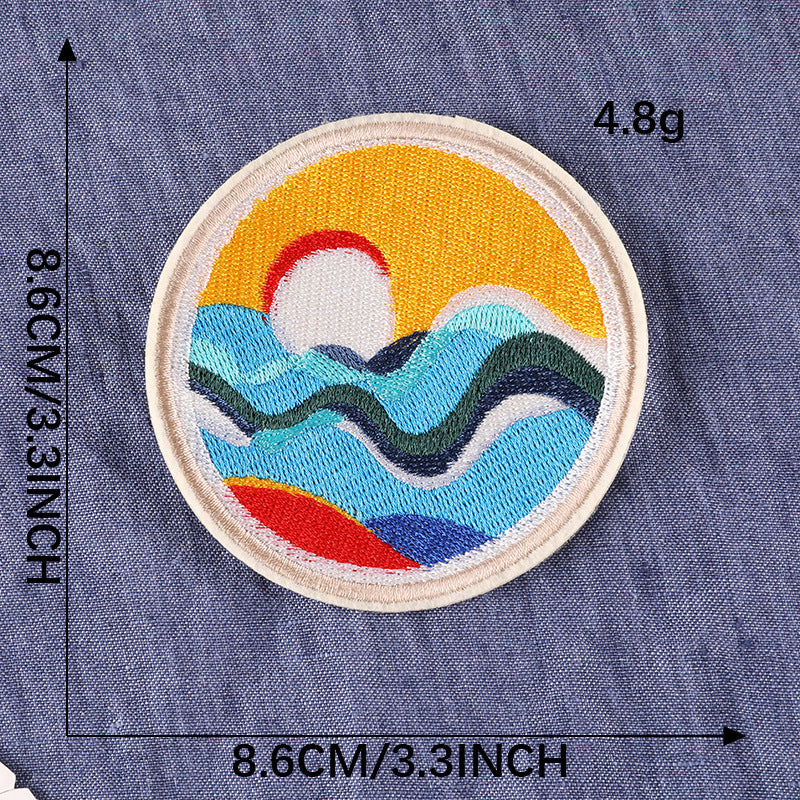 Embroidery Badge Round Cloth Sticker Set for DIY Crafts - 6.5cm