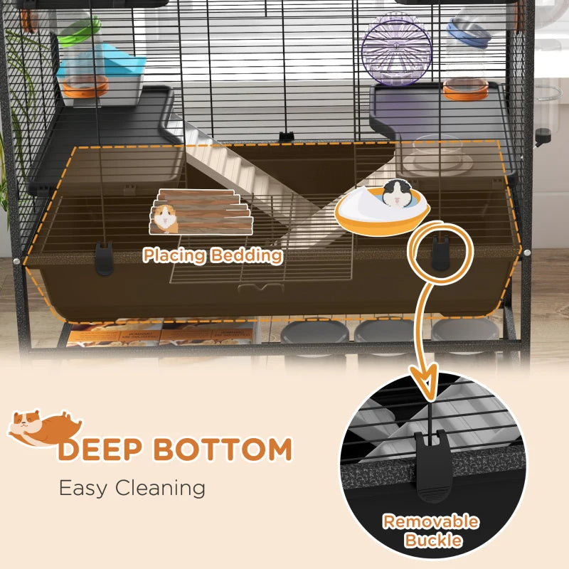 Small Animal Cage for Hamsters & Gerbils with Tubing, Wheel & Ramps