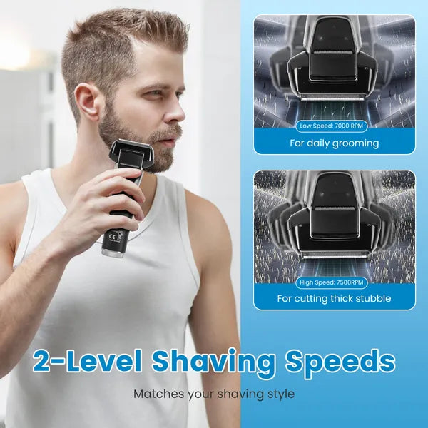 5-Blade Electric Foil Shaver for Men - Wet & Dry Beard Trimmer with LED