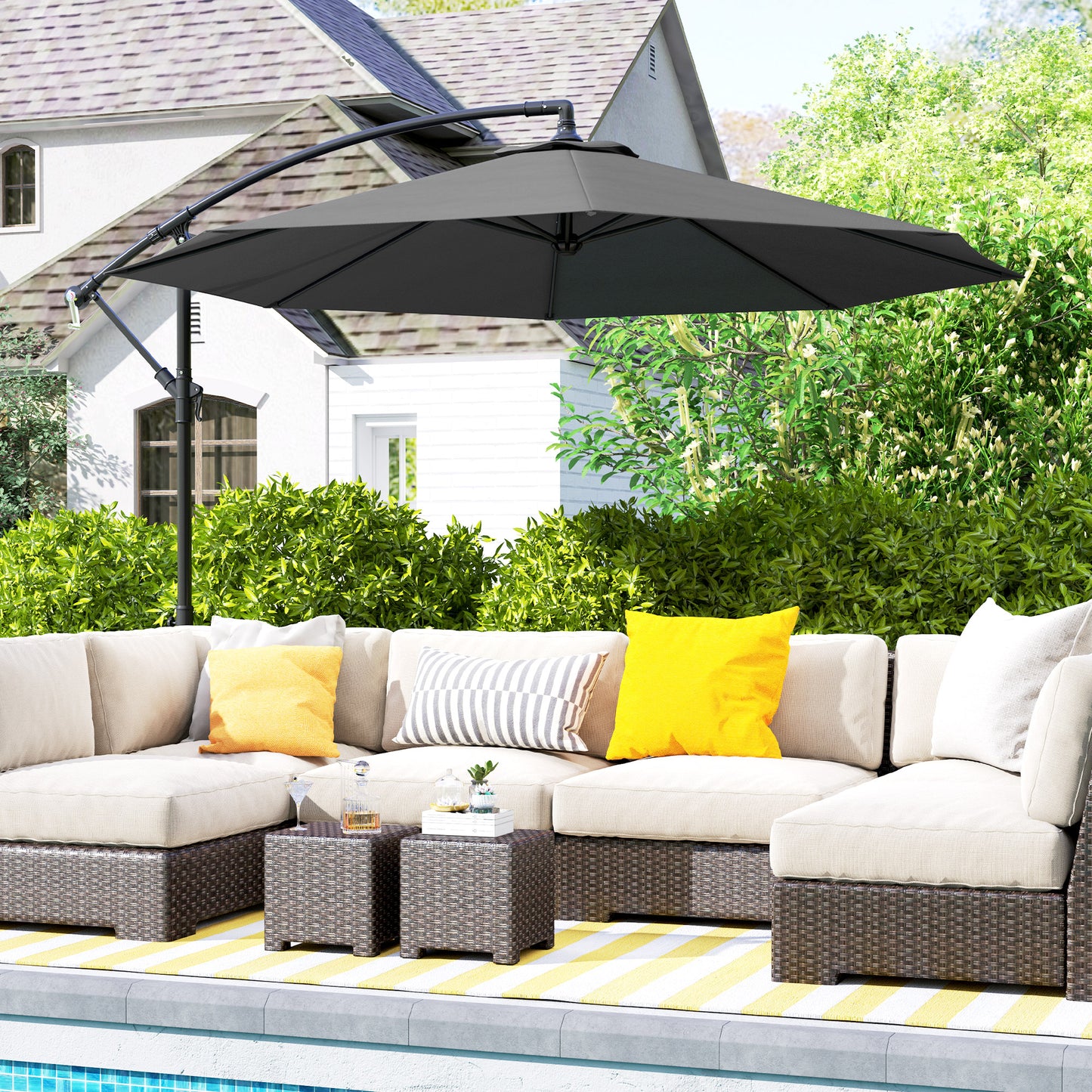 10' Cantilever Offset Patio Umbrella - UV & Water Resistant, Gray