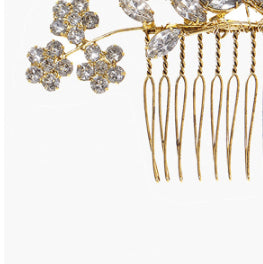 Flower Hair Comb with Rhinestones