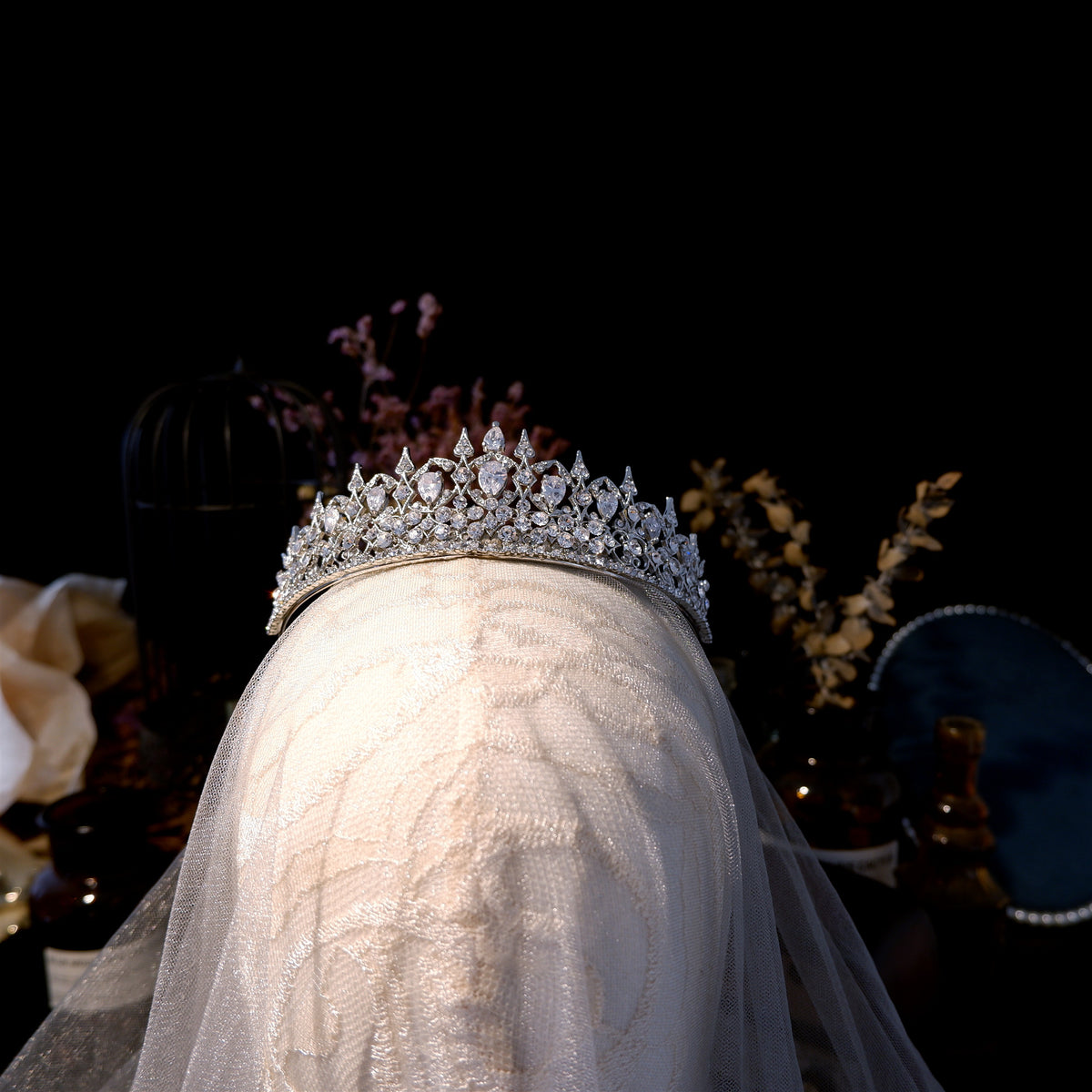 Zircon Bridal Crown - Silver Plated Tiara