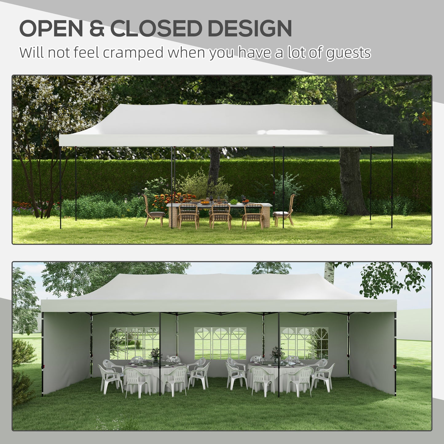 9.5x28 Pop Up Canopy Tent - Instant Height Adjustable Shade