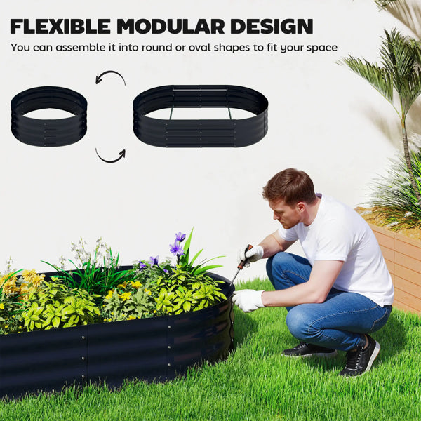 Raised Garden Bed with Arch Trellis - Dark Gray