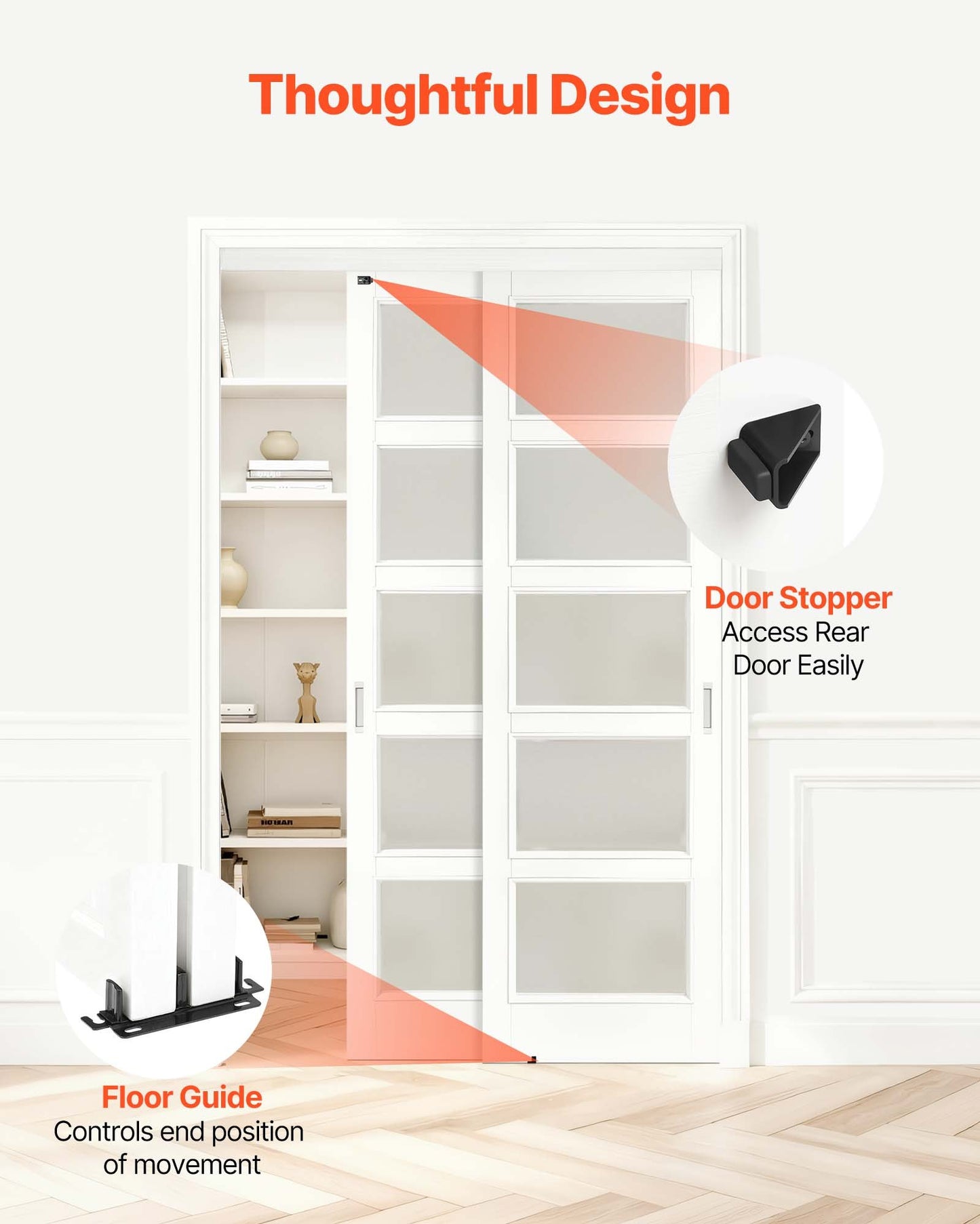 Sliding Door Hardware Kit for 24-inch Closet Doors - Aluminum Dual-Track, Quiet & Easy Install