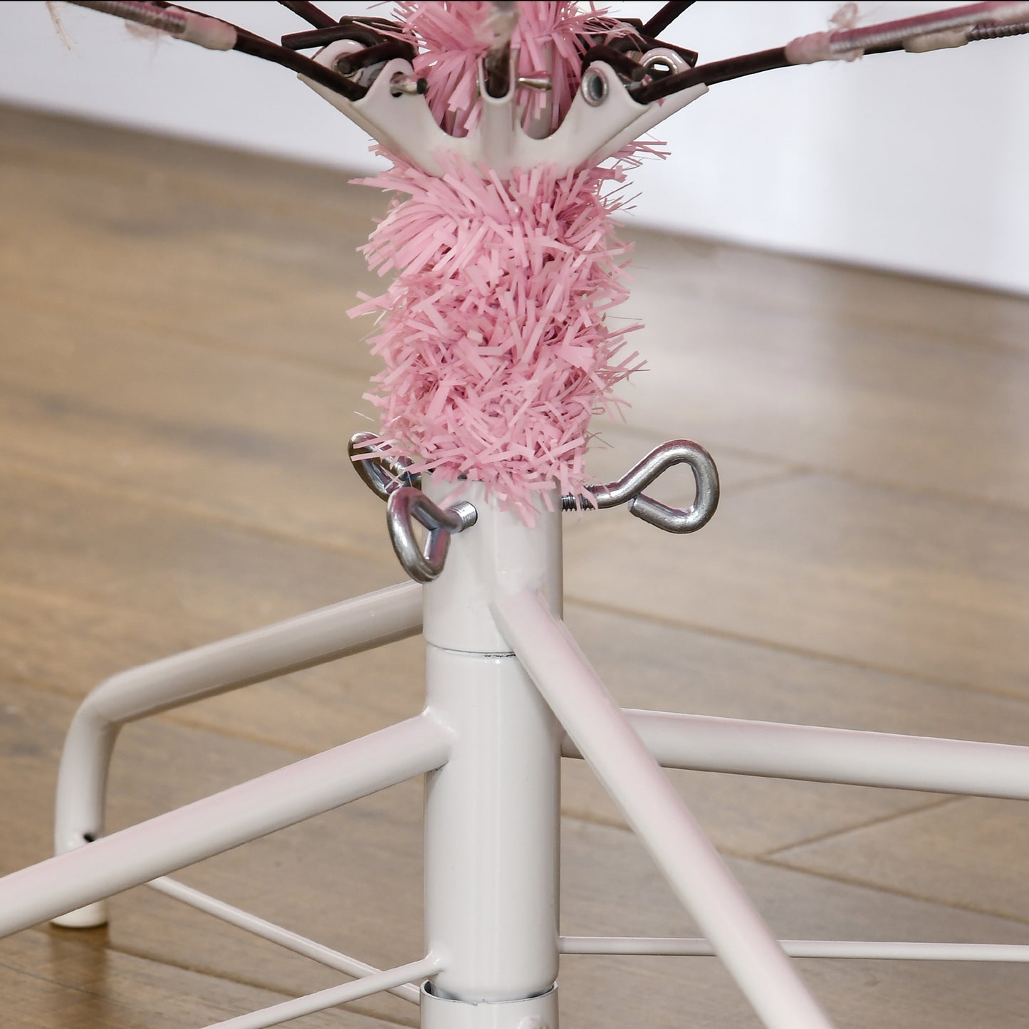 7ft Pink Artificial Christmas Tree with Auto Open and Steel Base