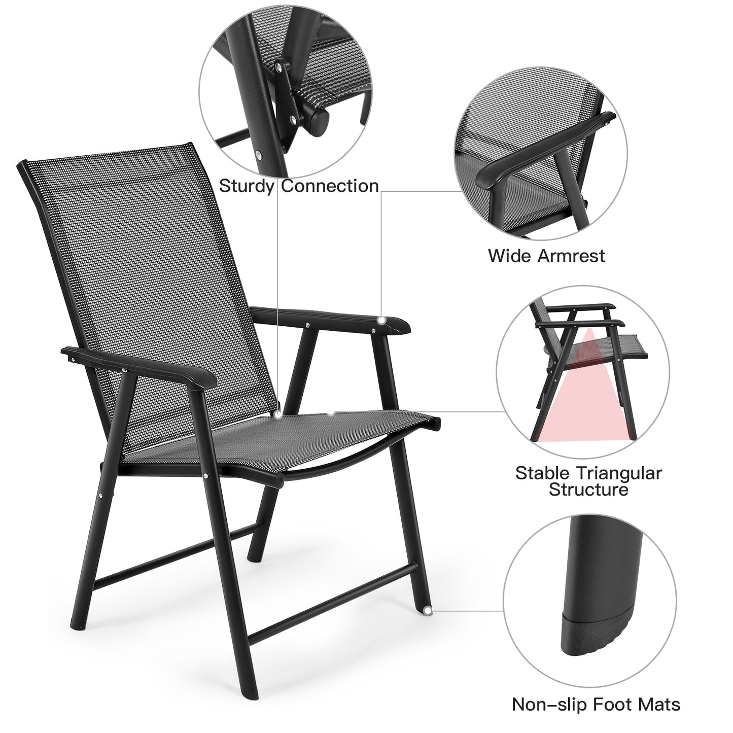 4-Pack Portable Folding Chairs for Outdoor Camping - Gray