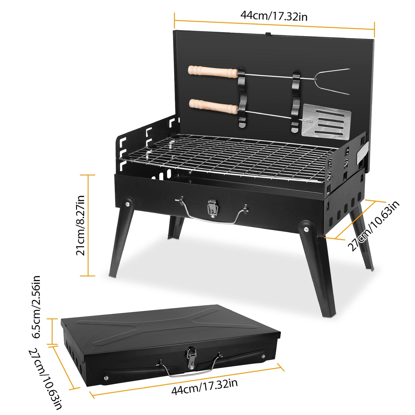 Portable Charcoal Grill - Foldable BBQ for Outdoor Camping
