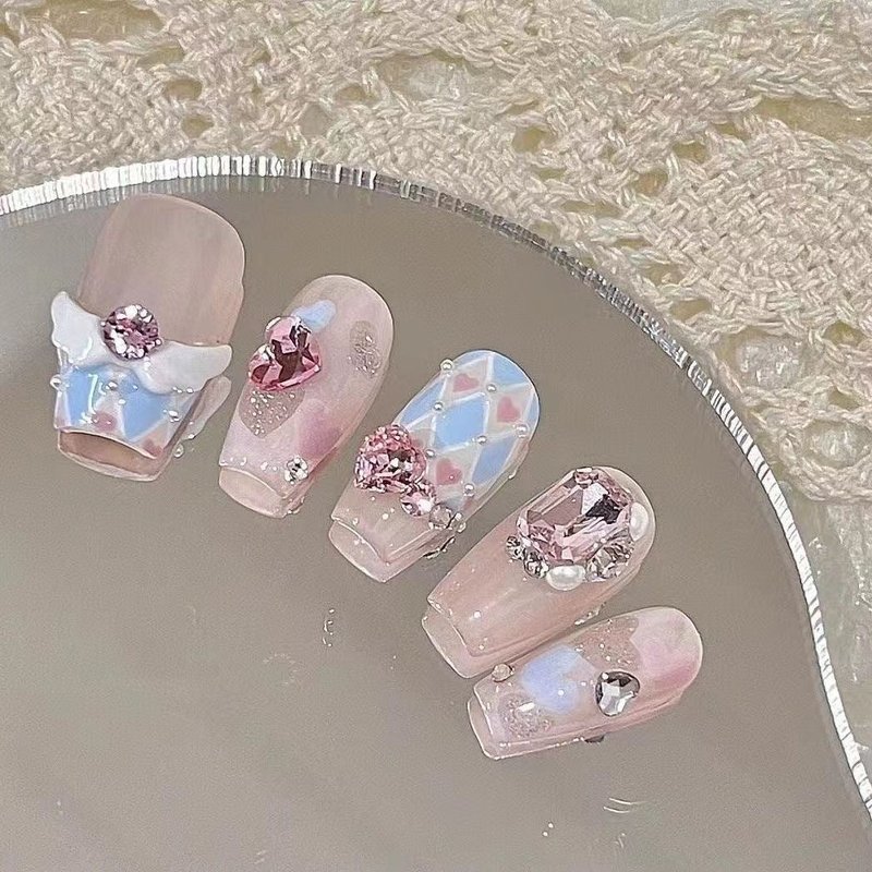 Angel Wings Nail Stickers - 10 Pieces with Glue