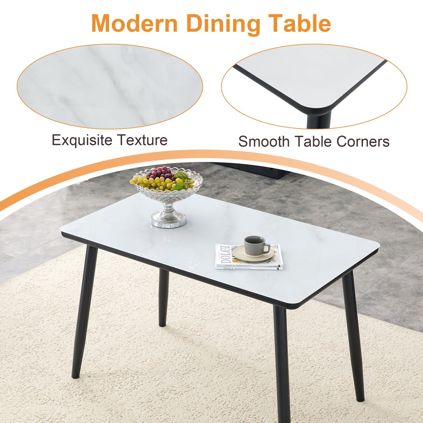 Modern Minimalist Rectangular Dining Table,suitable For 4-6