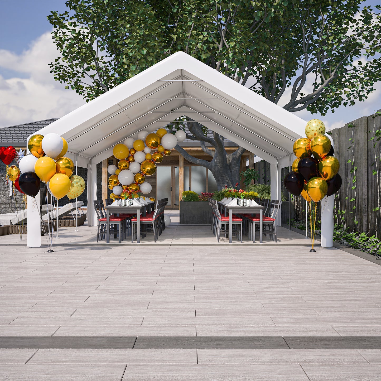 20x20 FT Outdoor Party Tent with Removable Sidewalls - White
