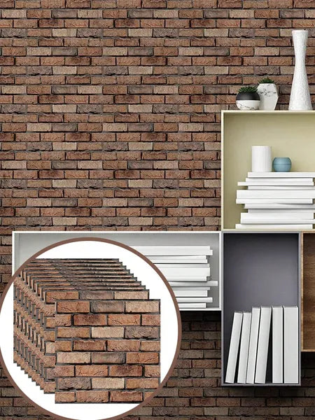 10 Pack 3D White Brick Wall Stickers - Removable & Waterproof