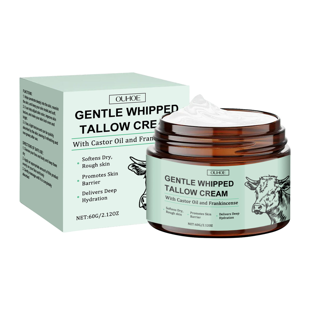 Gentle Whipped Tallow Body Cream - 60g Moisturizer for Skin Care