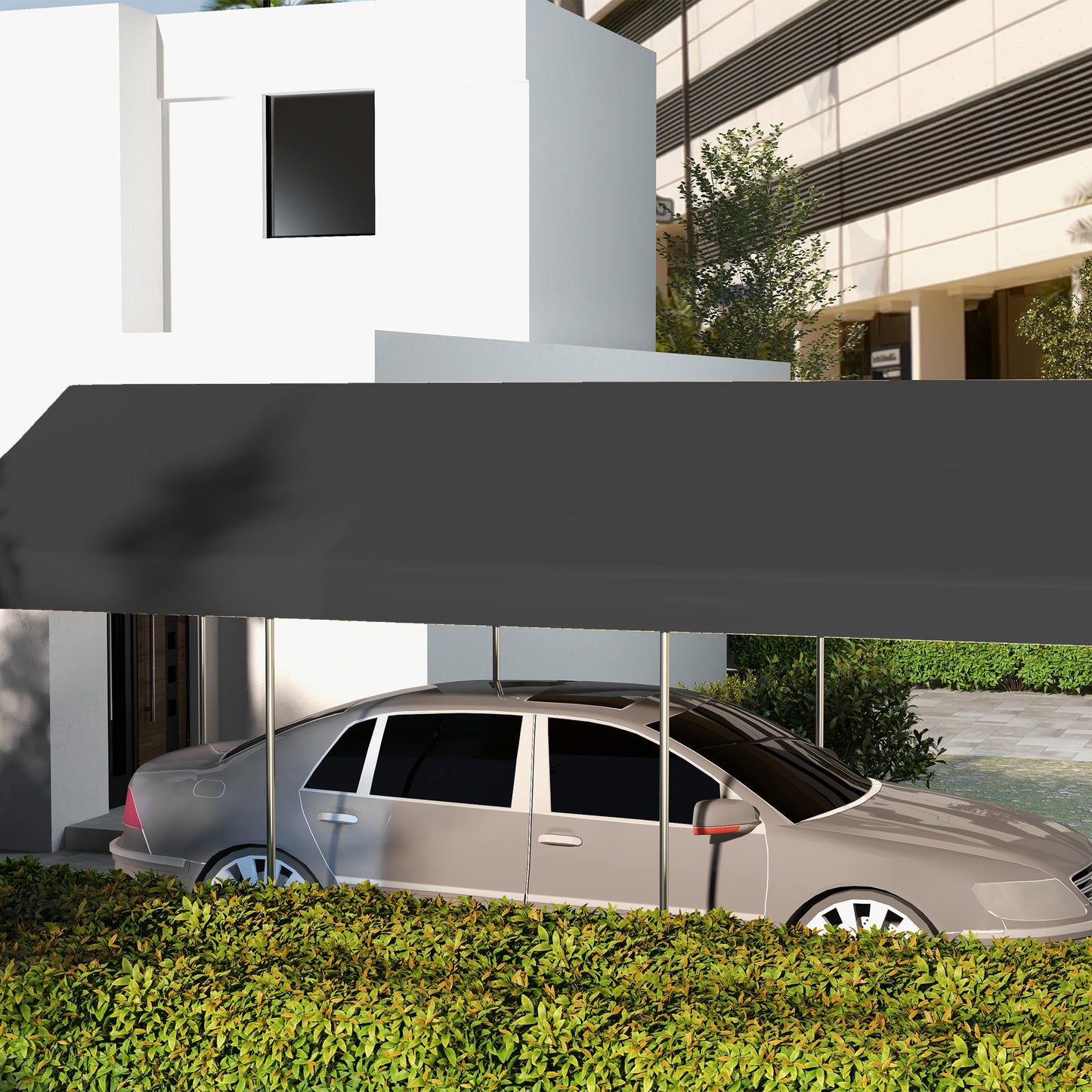 19.7' x 9.7' Carport Canopy Replacement Cover with Bungee Cords - Dark Gray