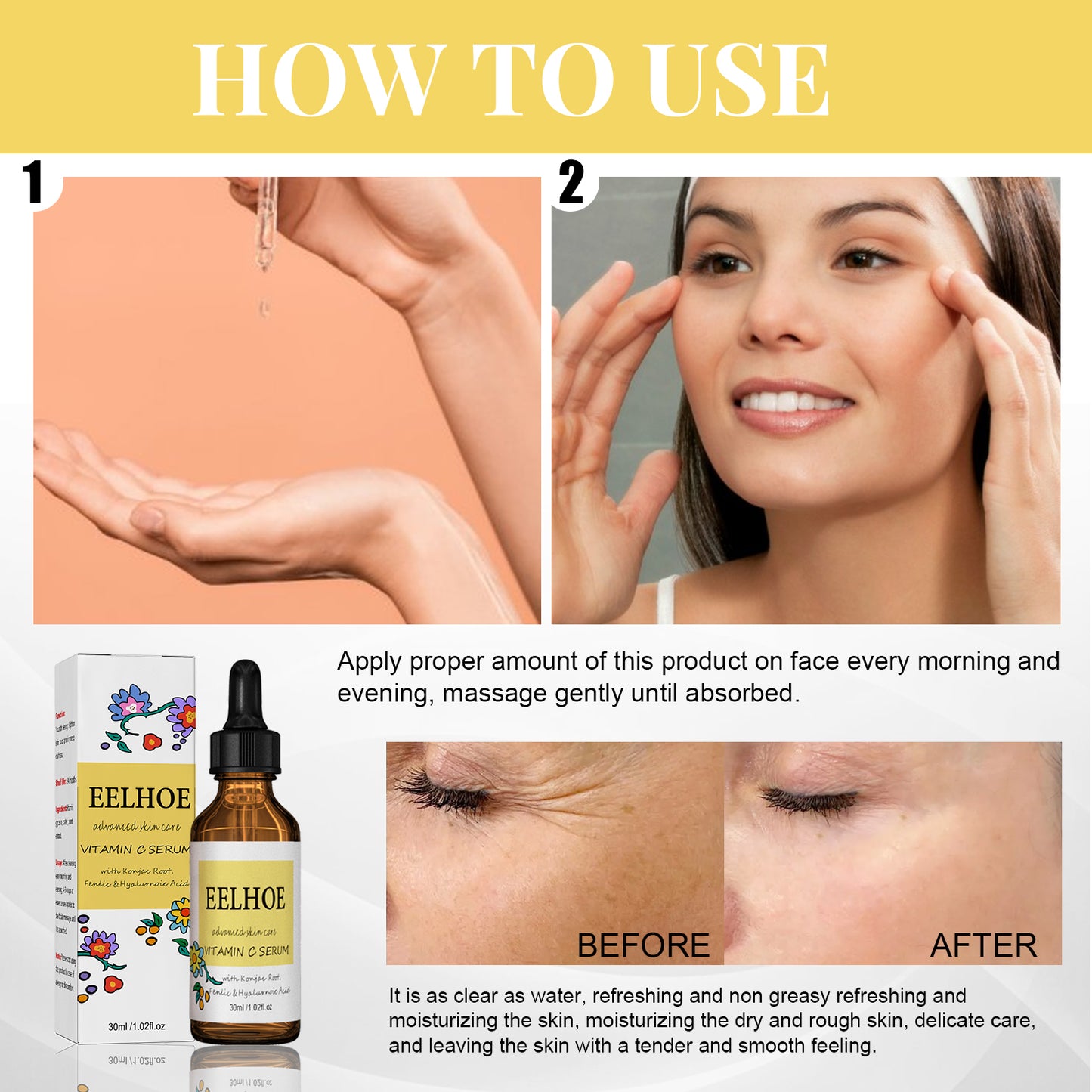Vitamin C Brightening Facial Serum with Hyaluronic Acid - 30ml