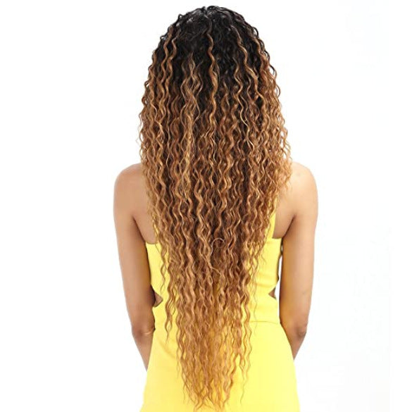 Golden Rose Mesh Long Curly Hair Wig - Style A