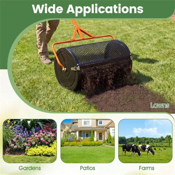 24" Lawn Topdressing Spreader - 2.7 cu. ft Capacity, Adjustable Handle