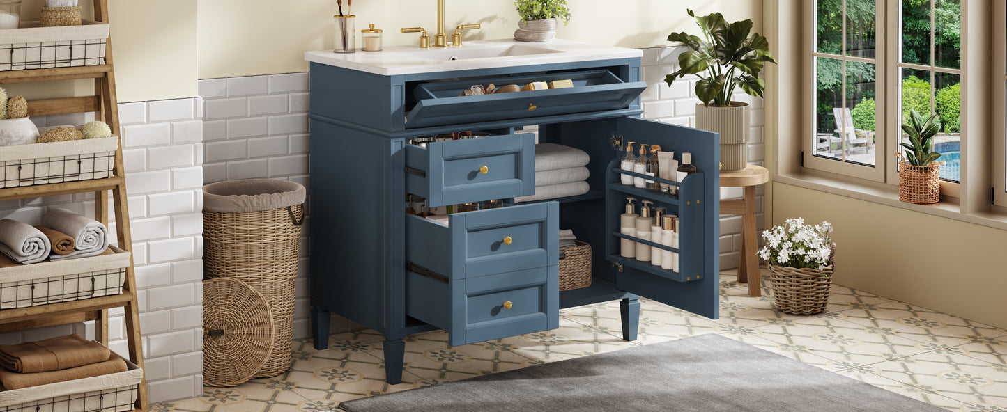 36-Inch Indigo Blue Modern Bathroom Vanity with Sink