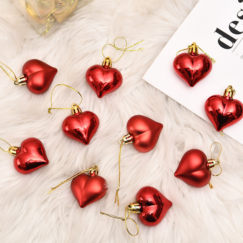 Christmas Tree Pendant Garland Decorations - Plastic Love Heart Ornaments, 4.5cm