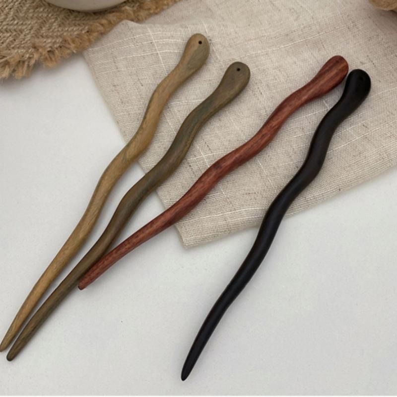 Elegant Sandalwood Hairpin for Updo Hairstyles - Wooden Hair Accessory