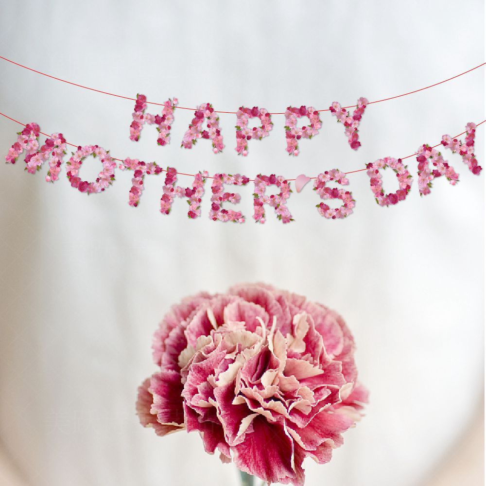 Mother's Day Flag - Floral Hanging Decoration for Holidays Pink
