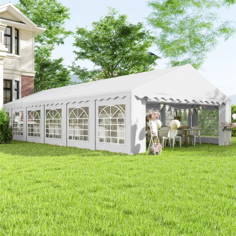 12-Window Outdoor Party Tent with Removable Sidewalls - White