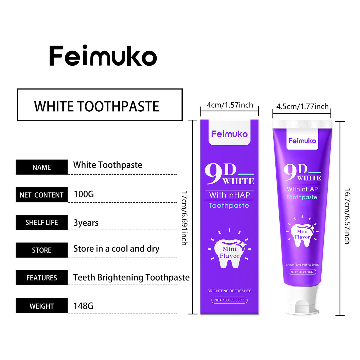 Purple Stain Removal & Whitening Toothpaste 100g