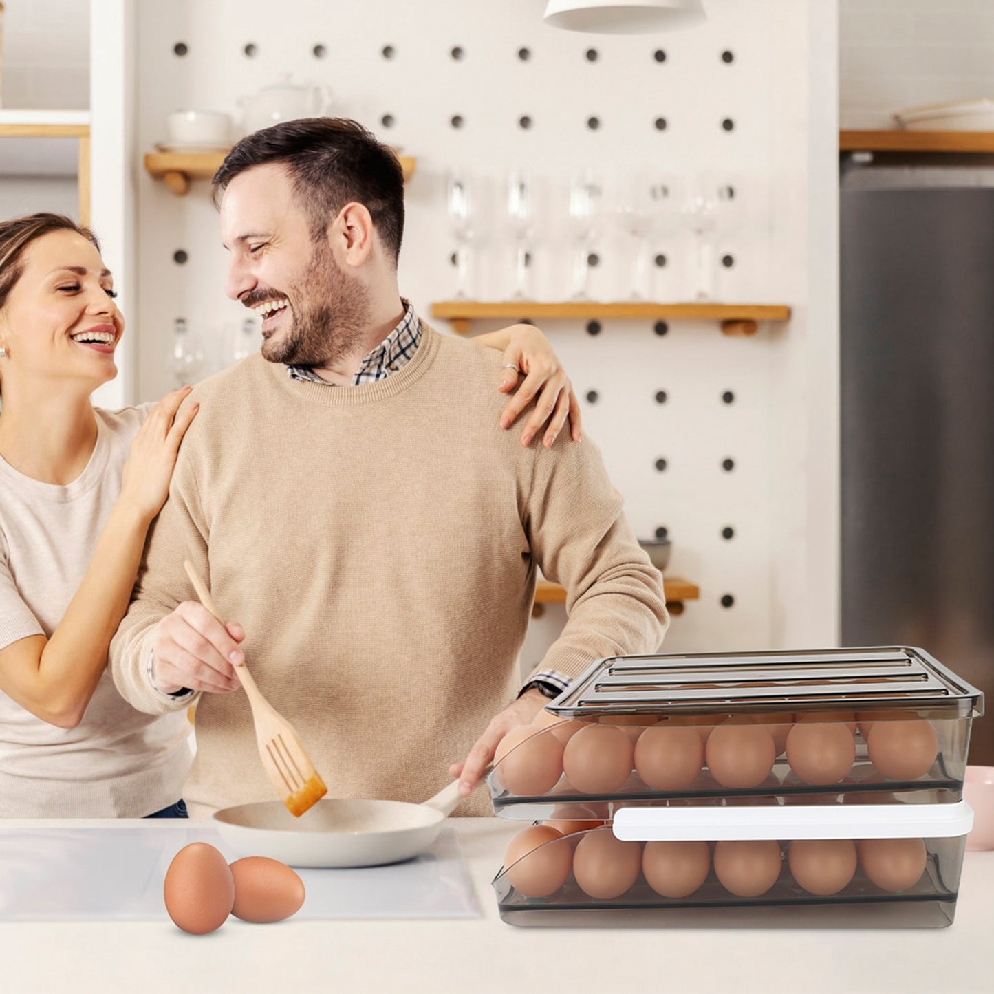 Egg Container Holder For Refrigerator Double Layer Storage Box With