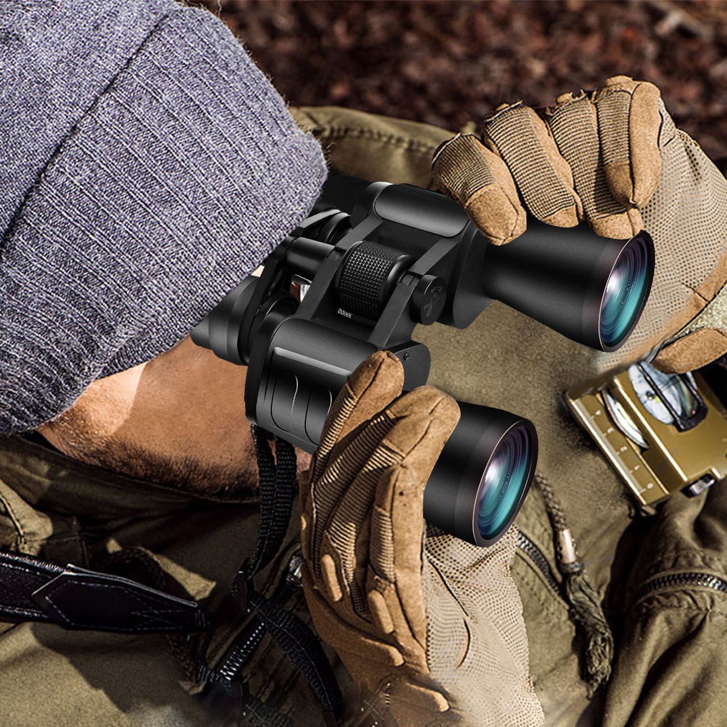 Portable Zoom Binoculars with Low Light Night Vision - Black