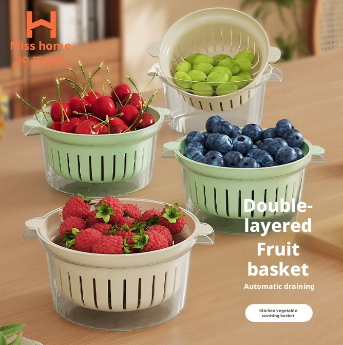 Double Fruit Basket Mint Green - Kitchen Storage with Opp Bags