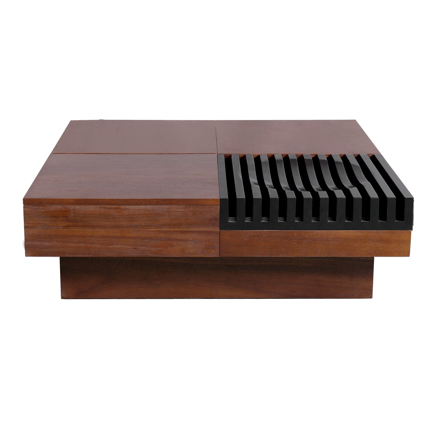 ITALIAN RETRO - INSPIRED ACACIA WOOD STORAGE COFFEE TABLE ,BROWN &