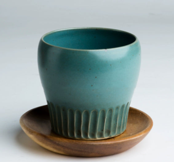 Handmade Stoneware Latte Mug with Matte Finish - Blue Ceramic Coffee Cup