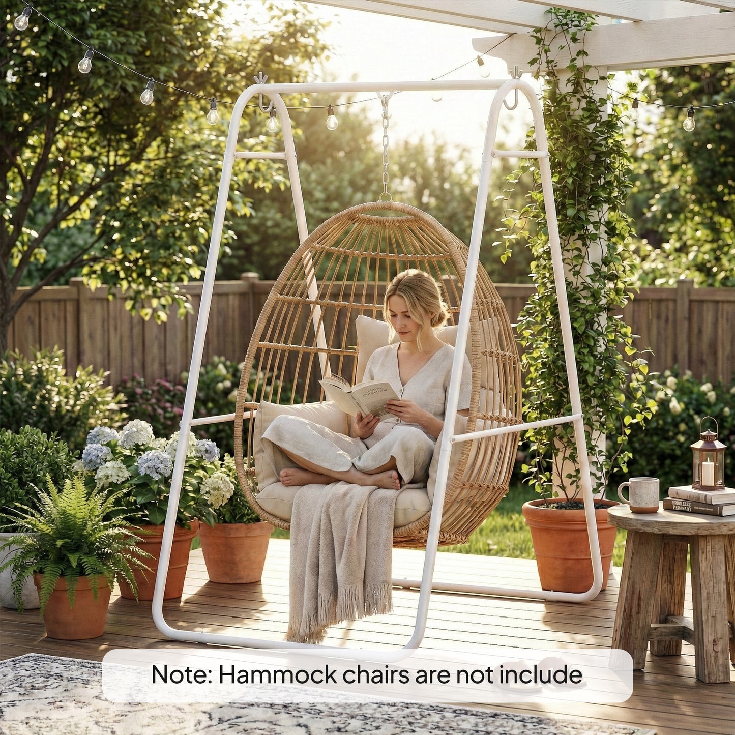 Heavy Duty A-Frame Hammock Chair Stand - 330 lbs Capacity, White