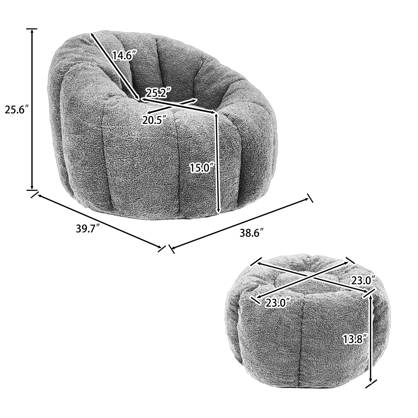 Plush White Bean Bag Chair with Ergonomic Design